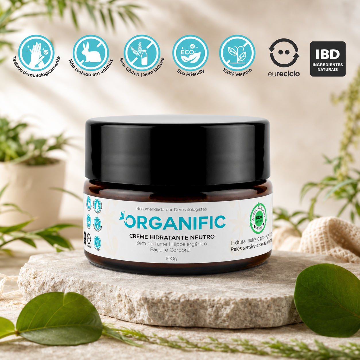 Creme hidrante neutro facial e corporal 100g - Organific