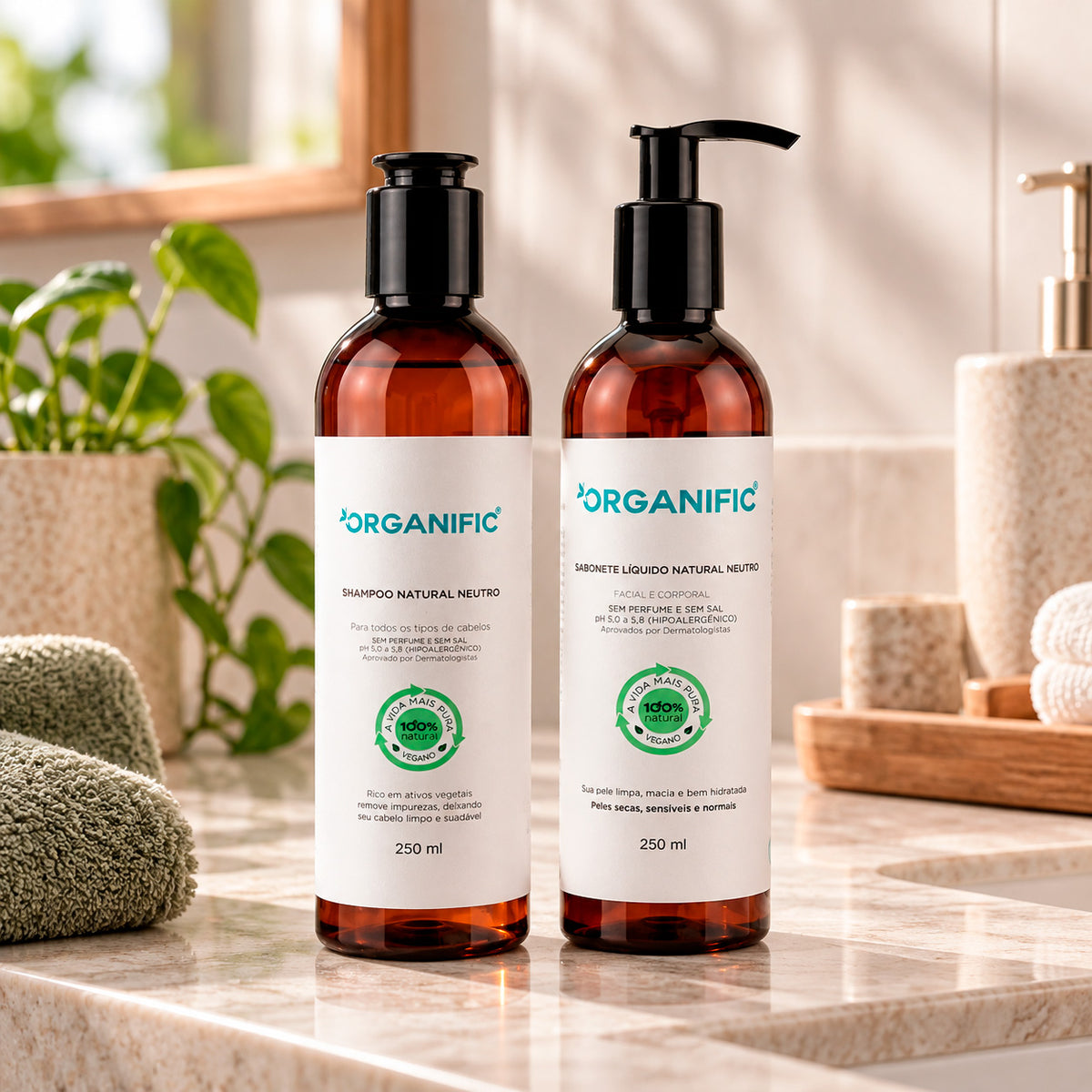 Kit Shampoo + Sabonete Líquido 250ml Natural Neutro Sem Perfume - Organific