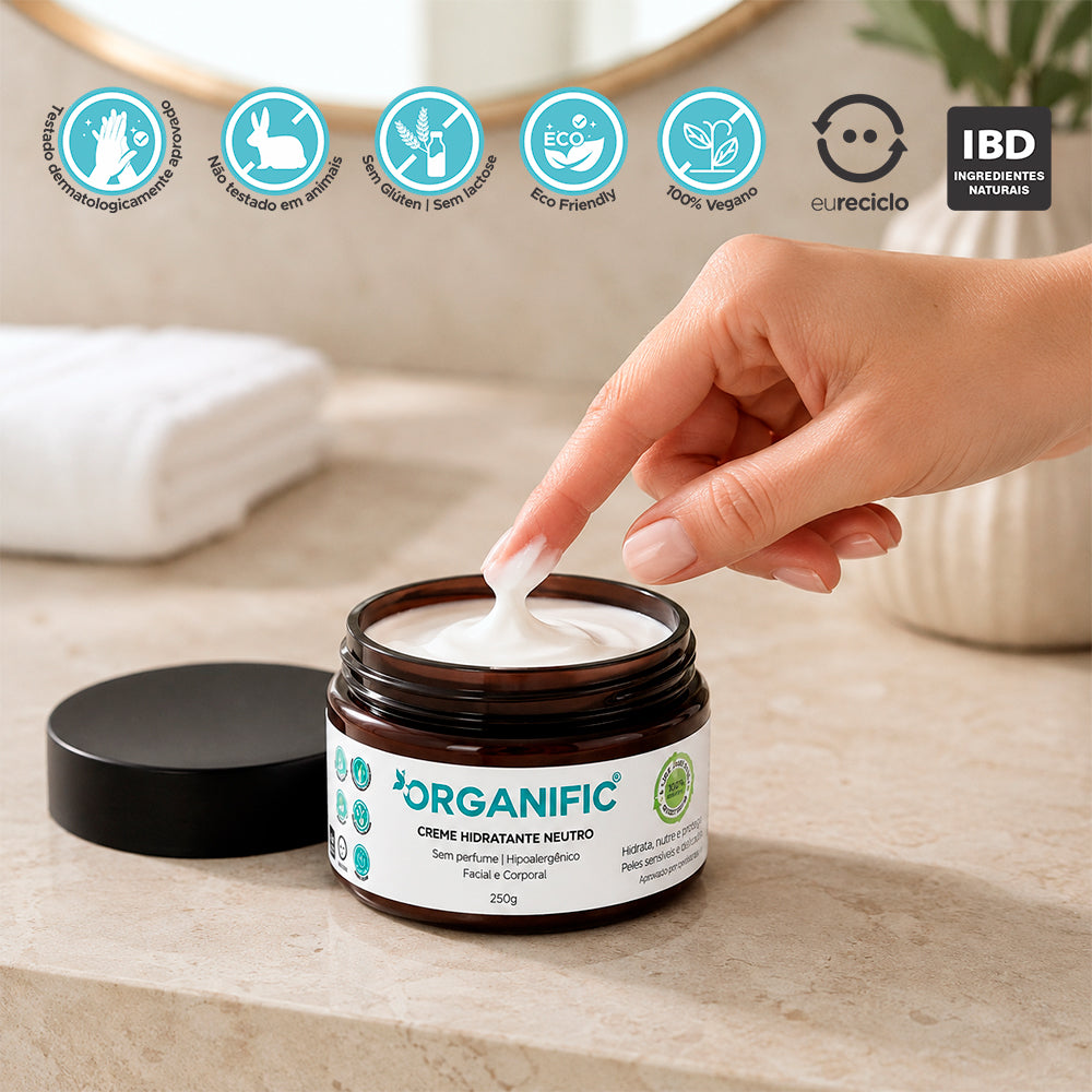 Kit Sabonete Líquido 250ml + Creme Hidratante 250g Natural Neutro Sem Perfume - Organific (Cópia)