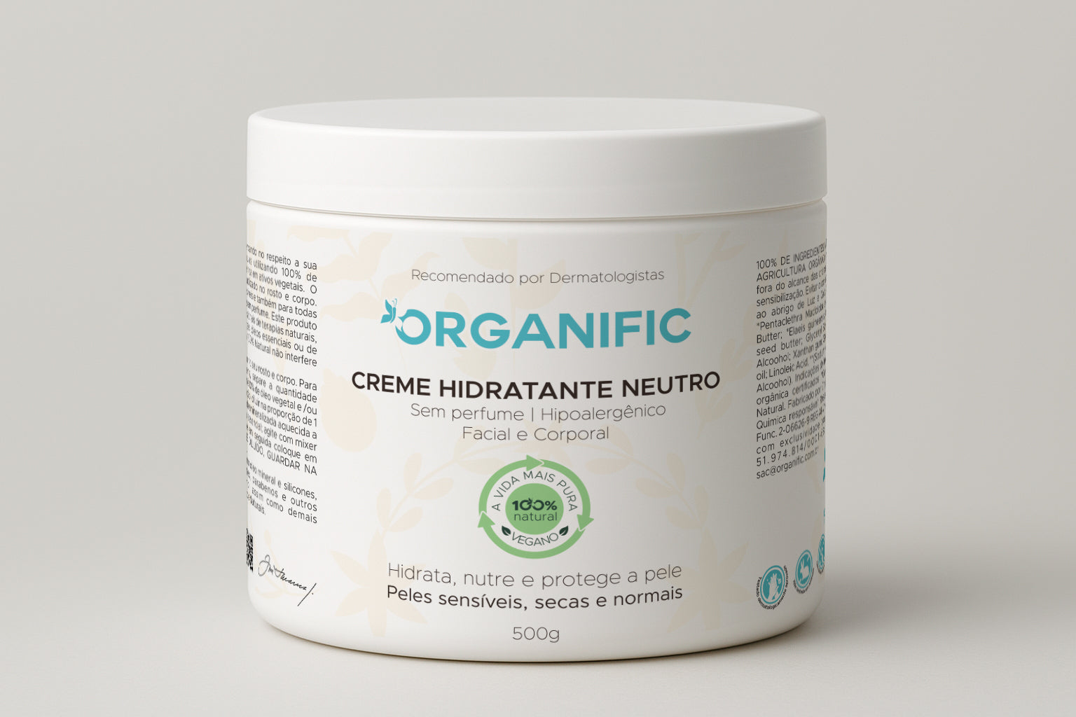 Creme hidrante neutro facial e corporal 500g - Organific