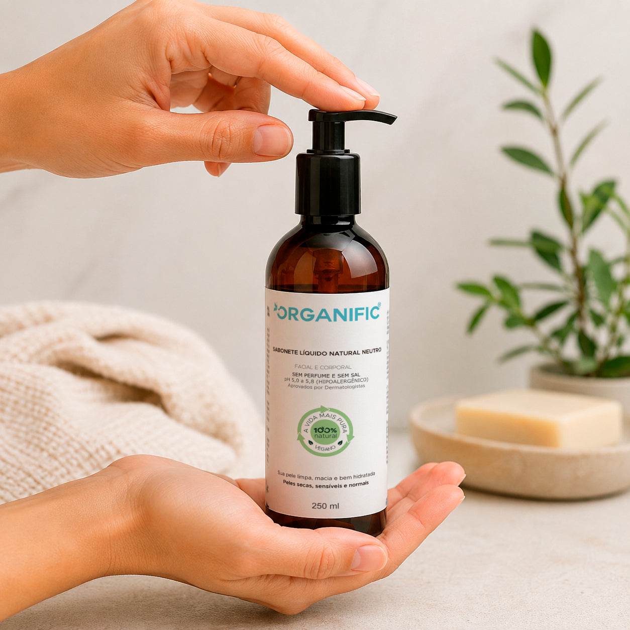 Sabonete líquido natural neutro face e corpo 250ml - Organific