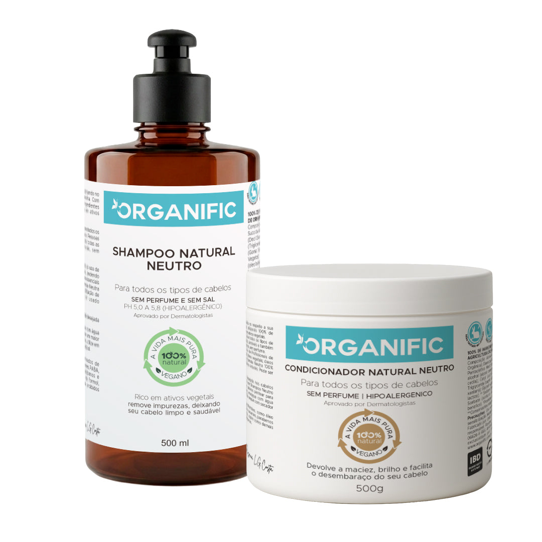 Kit Shampoo e Condicionador natural neutro sem perfume, vegano - Organific
