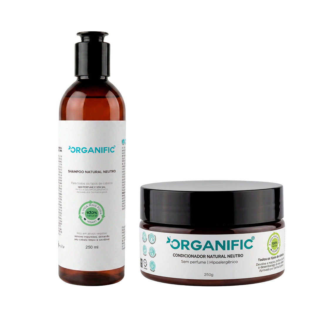 Kit Shampoo 250ml e Condicionador 250g - natural neutro sem perfume, vegano - Organific