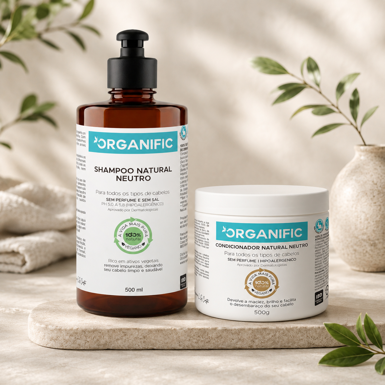 Kit Shampoo e Condicionador natural neutro sem perfume, vegano - Organific