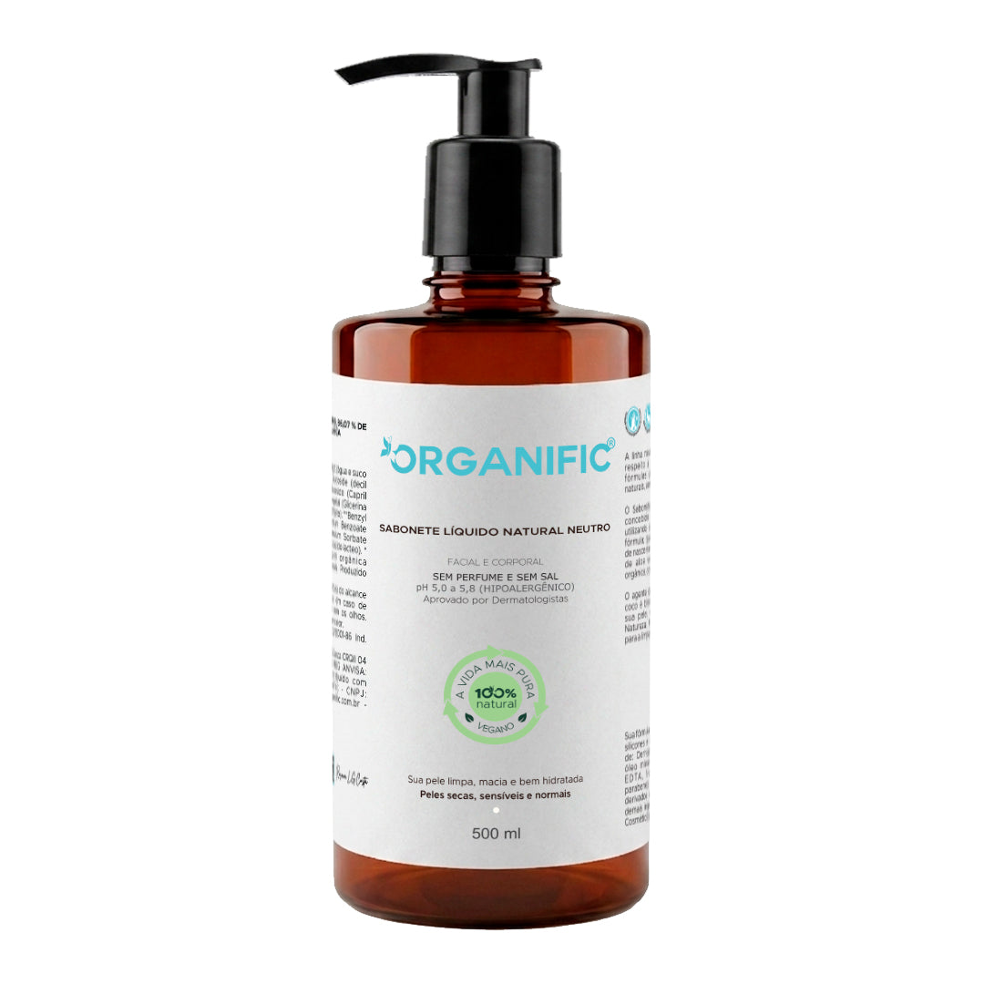 Sabonete líquido natural neutro face e corpo 500ml - Organific