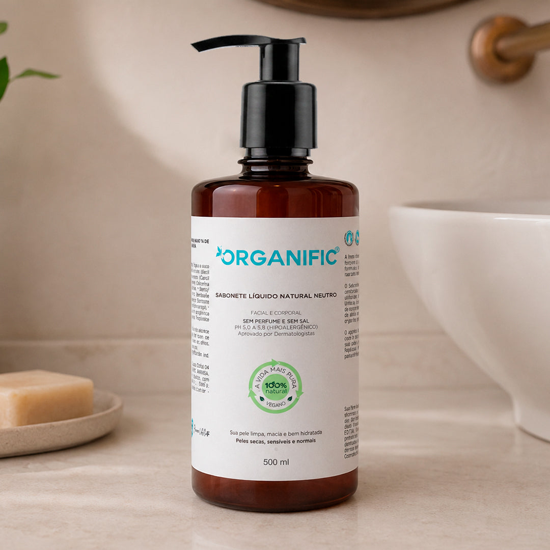 Kit Sabonete Líquido 500ml + Creme Hidratante 500g Natural Neutro Sem Perfume - Organific