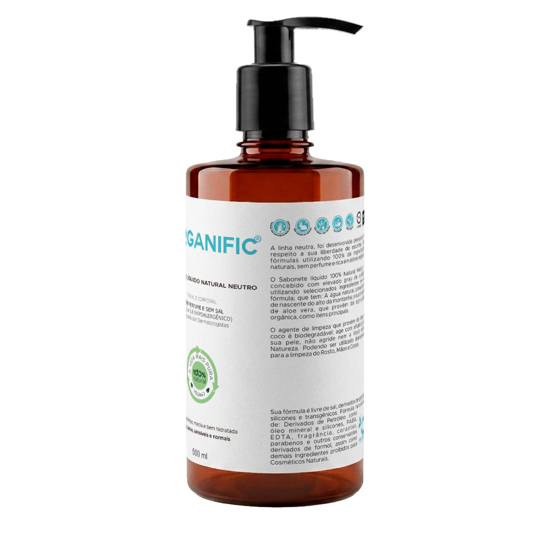 Sabonete líquido natural neutro face e corpo 500ml - Organific