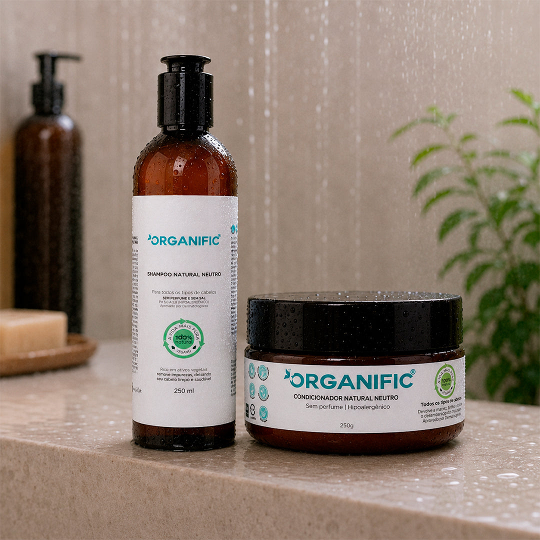 Kit Shampoo 250ml e Condicionador 250g - natural neutro sem perfume, vegano - Organific