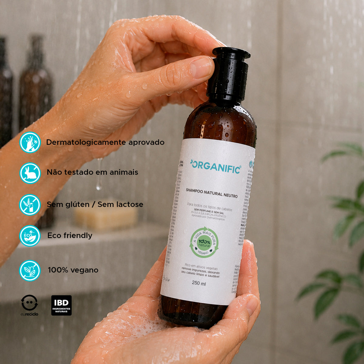 Kit Shampoo + Sabonete Líquido 250ml Natural Neutro Sem Perfume - Organific