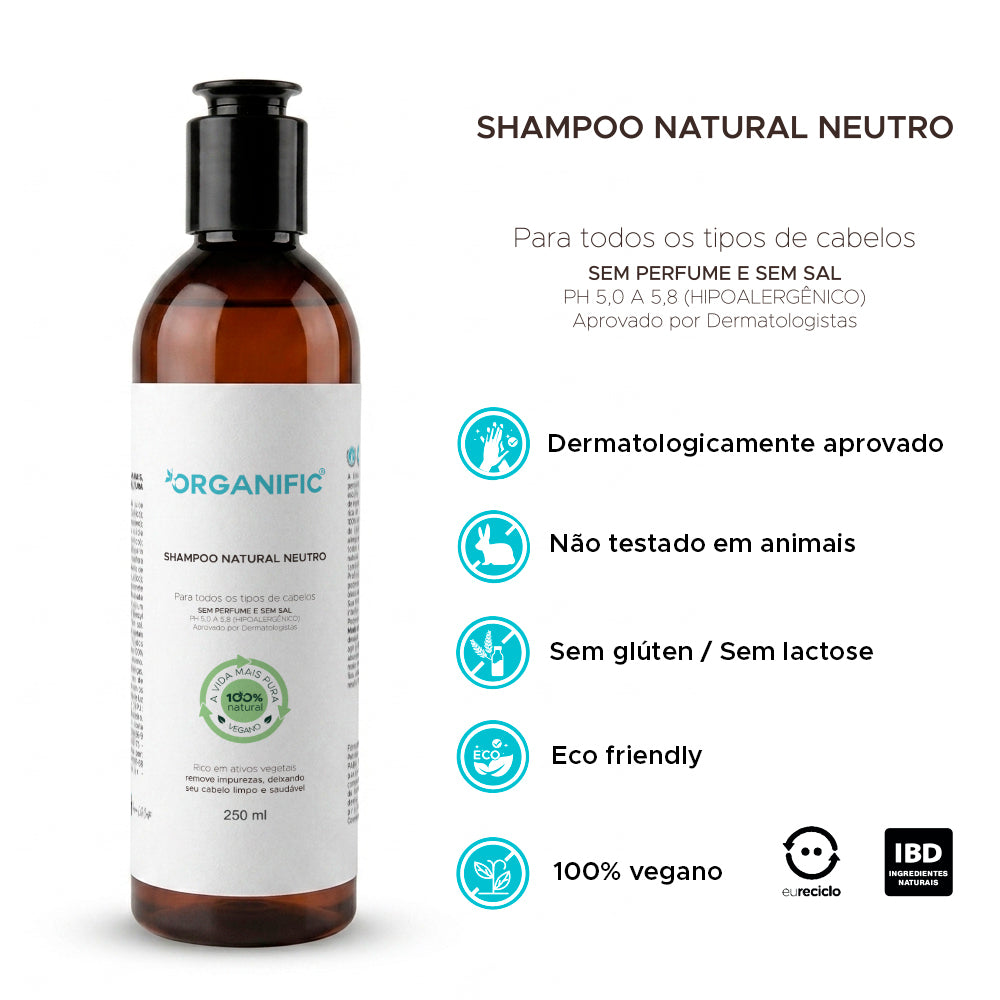 Kit Shampoo + Sabonete Líquido 250ml Natural Neutro Sem Perfume - Organific