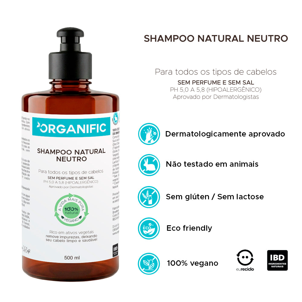 Shampoo natural neutro sem perfume 500ml - Organific